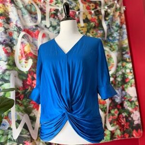 Royal Blue Wrap-Front Twist Top